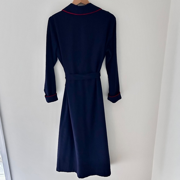 Vintage Pendleton Men's Flannel Robe - Navy with Red Trim - Small - Flaws - Picture 3 of 16